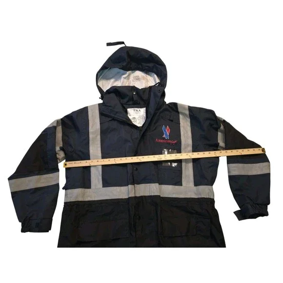 Vintage TSA American Eagle Airlines Crew Jacket L Aviation Navy Blue Work Wear